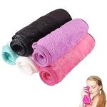 5Pack Reusable Make Up Remover Cloth Flannel Face Cloths Face Wipes Microfibre Face Cloth Suitable for Sensitive Skin Towel Washable 5 Colors (Black+Violet+Cherry Red+Green+White)