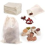 50Pack Reusable Drawstring Cotton Soup Bags, Straining Herbs Cheesecloth Bags, Coffee Tea Brew Bags, Soup Gravy Broth Stew Bags, Bone Broth Brew Bags(10X15CM)