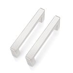 PinLin 5 Pack Cabinet Pulls Brushed Steel Hole Center 96mm Cabinet Handles Bedroom Drawer Pulls Square T Bar Handles Furniture Hardware for Cupboard Door Handles, Wardrobe Handles