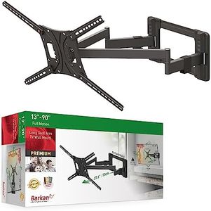 Barkan Full Motion Dual Arm Long TV Wall Mount, 13-90 Inch Size, Black