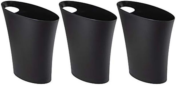 Umbra Skinny 9981000216 Slim Trash Can, Oval No Lid, Pail Trash Can, Dust Box, Black, 2.5 gal (7.5 L), Set of 3