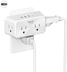 Multi Plug Outlet Extender, TESSAN Wall Surge Protector with 4 Electrical 3 Prong Outlet Splitter 4 USB Charging Blocks Adapter(1 USB C), 3 Way Multiple Plug Expander for Home Bathroom Essentials