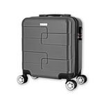 WORLD EXPLORER Cabin Suitcase ABS Hard Shell 360° Spinner Wheels & Com-bination Lock Lightweight 30L Underseat Cabin Luggage and Suitcase EasyJet Per-sonal Item Travel Bag (Dark Grey, 45x35x20 CM)