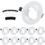 Bojim 10x GU10 LED Downlights for Ceiling Tilt Recessed Ceiling Lights Fitting Round White, IP20 Spotlight Fittings with GU10 Lamp Holder for MR16 50MM Led Halogen Dimmbale Bulb, Mounting Frame