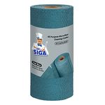 MR.SIGA Microfiber Cloths in Roll, Lint Free Cleaning Wipes, Value Pack Reusable Kitchen Towels, 50 Cleaning Cloths Per Roll, Light Teal
