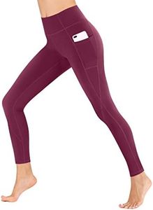 Heathyoga Women's Yoga Pants Leggings with Pockets for Women High Waist Yoga Pants with Pockets Workout Leggings Tights Wine