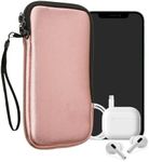 kwmobile Neoprene Phone Pouch Size XL - 6.7/6.8" - Universal Cell Sleeve Mobile Bag with Zipper, Wrist Strap - Metallic Rose Gold