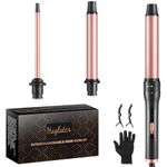 Haglater Curling Wand 3 in 1, Hair Curler Ceramic Curling Iron Set with 3 Interchangeable Barrels for Long Thick Thin Hair, Hair Styling Tools with Glove