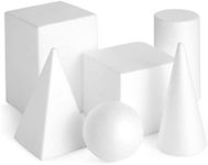 Bright Creations 6-Pack Assorted Foam Geometric Shapes, Sizes Ranging from 2.5 to 5.9 in for Arts and Crafts Projects, DIY, Modeling, Home Decor, School Projects, Solid Polystyrene