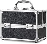 Frenessa Makeup Case 4 Trays Cosmetic Box Lockable Beauty Vanity Organiser Holder Box for Gifts, Black