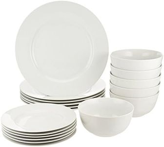 Amazon Basics Geschirrservice, 18-teilig, für 6 Personen, Weiß
