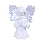 GardenKraft 12680 Solar Powered LED Angel Light/Cherub With Fibre Optic Wings/Warm White LED’s/Beautiful Memorial Gift/Weatherproof/Auto-On Lights / 19cm x 9cm