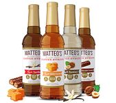 Matteo's Barista Style Sugar Free Coffee Syrup - 4 Flavor Variety Pack, No Calorie, Keto Friendly Coffee Syrups & Flavors, Delicious Flavor Coffee Syrup, Syrups For Coffee Drinks at Home & Work 25.4oz