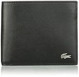 Lacoste Men's Fitzgerald Large Billfold and Coin Wallet, Black, One Size, Black, One Size