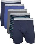 Gildan Men's Regular Leg Boxer Briefs, Medium, Mixed Navy, 5 Pack