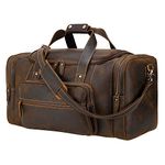 Polare 23" Full Grain Cowhide Leather Gym Duffle Weekender Overnight Travel Duffel Bag for Men 42L