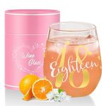 Yalucky 18th Birthday Gifts for Girls Stemless Wine Glasses Personalised Birthday Gifts for Women Girls Unusual 18th Birthday Decorations Gifts Presents for Women Best Friend Sister Birthday Glasses