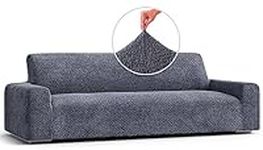 PAULATO BY GA.I.CO. Sofa Slipcover - Stretch Couch Cover - Stylish Cushion Sofa Cover - Soft Polyester Fabric Slip Cover - 1-Piece Form Fit Washable Protector for Pet - Velvet Collection - Grey