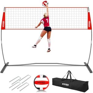 12FT/20FT Portable Volleyball Net System for Backyard - Adjustable Height Freestanding Training Equipment, Outdoor Indoor Practice Set with Carry Bag & PU Ball