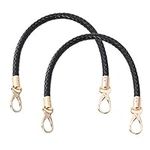 Healifty 2pcs Leather Purse Handle Replacement Bag Handbag Strap Shoulder Bag Handle Strap 52cm (Black)