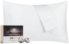 California Design Den Luxury 100% Egyptian Cotton Pillow Cases Queen Size Set of 2, Sateen Weave, Soft, Breathable & Cooling Bright White Pillow Cases Set of 2 for Standard/Queen Size Pillows