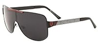 Khan Men's Sunglasses Metal Wrap Retro Designer Shield Shades UV400 (BLACK&RED)