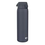 ION8 1 Litre Stainless Steel Water Bottle, Leak Proof, Easy to Open, Secure Lock, Dishwasher Safe, Carry Handle, Hygienic Flip Cover, Easy Clean, Metal Water Bottle, 1200 ml/40 oz, Ash Navy Blue