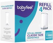 Babyfeel Refills Compatible with DEKOR CLASSIC Diaper Pails | 4 Pack | Exclusive 30% Extra Thickness | Diaper Pail Refills with Powerful Odor Elimination | Powder Scent | Holds up to 1980 Diapers