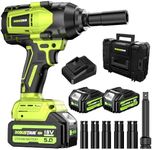 Robustrue 1200Nm (860ft-lbs) Cordless Impact Wrench, 1/2 High Torque Brushless Impact Gun, 2300RPM Power, 2 x 5.0Ah Batteries, Fast Charger, Impact Wrench for Heavy Duty Truck RV Mower