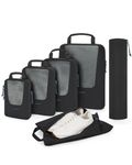BAGSMART Compression Packing Cubes for Travel, 6 Set Travel Packing Cubes for Suitcases, Compression Suitcase Organizer Bags Set for Travel Essentials, Lightweight Packing Organizers, Black, 6 Set,