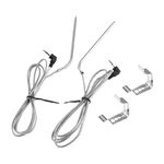 ETERMETA 2 Pack High Temperature Meat Probe Replacement for Camp Chef Wood Pellet Grills, Smoker Grill Temperature Sensor, 3.5 Mm Plug, with 2 Pcs Grill Holder Clips, Silver