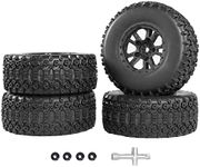 RCMOXETO 12mm Hex RC Wheels and Tires for 1/10 Scale RC Short Course Truck Tires Pre-glued with Foma Inserts for Traxxas Slash Tires Arrma Senton Tires and Wheels 4PCS Black Shape3