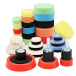 VEGCOO 32 Pcs Car Polishing Pad Kit, Drill Polishing Pads, Car Polishing Pads for Drill, Polishing Drill Attachment with M14 Drill Adapters, Sponges Buffing Pads for Car Sanding, Polishing, Waxing