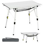 Portal Camping Tables That Fold up 90×53cm Picnic Table Folding Portable with Height Adjustable Legs Collapsible 3ft Aluminium Rollup Outdoor Lightweight Foldable for Beach Fishing Garden BBQ