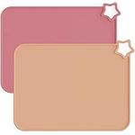 Moonkie Silicone Placemats for Baby & Kid, Stain Resistant Non-Slip Toddler Food Mats Eating Table Mat with 2 Packs(Warm Pink/Muted)