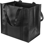 Reusable Grocery Tote Bags-Hold 44+ lbs，Large & Durable Heavy Duty Shopping Totes with Reinforced Handles, Black, Large