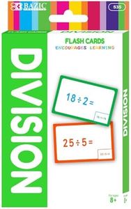 BAZIC Products Division Flash Cards – Math Flash Cards for Kids Learning Division, Ideal for 1st–4th Grade, Homeschool and Classroom Study Tools, 36/Pack, 24-Packs