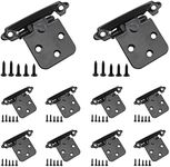 10 Pack Overlay Cabinet Door Hinges, TTZEZE Heavy Duty Surface Mount Closet Door Hinges Hardware, Face Mount Self Closing, Flush Cabinet Hinge for Kitchen Bathroom Bedroom with Screws (Black)
