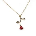 Gold Rose Pendant Necklace for Wome