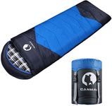 CANWAY Sleeping Bag with Compression Sack, Lightweight and Waterproof for Warm & Cold Weather, Comfort for 4 Seasons Camping/Traveling/Hiking/Backpacking, Adults & Kids Blue-Flannel