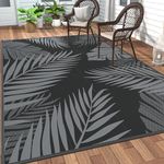 GENIMO Outdoor Rug Waterproof for Patios Clearance, Reversible Outdoor Plastic Straw Camping Rug Carpet, Large Area Rugs Mats for RV, Camper, Deck, Balcony, Porch, Backyard, Beach, Picnic. Leaf