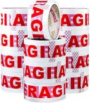 Packatape 12 Rolls Fragile Tape 48mm x 66m, Ideal as Fragile Tape Roll, Packing Tape, Packaging Tape, Tape Pack, Heavy Duty Tape, Packing Tape for Moving House, Tape Strong, Box Tape, Shipping Tape