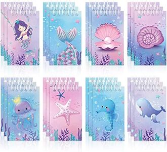 24 Pcs Mini Mermaid Notebooks Mermaid Party Favors Mini Spiral Notepads Sea Ocean Themed Party Supplies for Girls Kids Birthday Party Mermaid Piñata Fillers School Classroom Gifts (Mermaid Style)