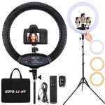 EOTO Light 19 inch LED Ring Light with Tripod Stand, Ring Light with Touch Panel for Makeup Studio Portrait YouTube Vlog Video Shooting Remote Controller, CRI>97