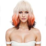 Yamel Wavy Bob Wig with Bangs Foxy Hair Colour Wig Synthetic Hair Shoulder Length Short Curly Wigs for Women