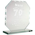 Personalised Laser Engraved Ladys 70th Birthday Cut Glass Plaque Grandmas Trophy