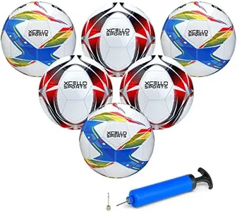 Xcello Sports Soccer Ball Size 5 Assorted Graphics with Pump (Pack of 6)