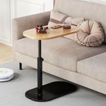 LudoPam Adjustable C Table End Table,360°Swivel Couch Tables That Slide Under,Side Tables Living Room,Bed Table,Laptop Table,Walnut Wood