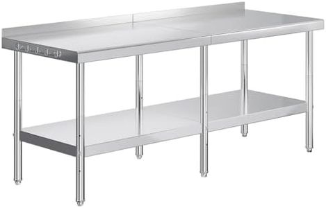 Jocisland 30" x 82" Stainless Steel Table for Prep & Work with Backsplash, Adjustable Under Shelf & Safe Design for Restaurant, Home and Outdoor