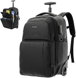 37L Carry On Travel Backpack with Wheels, Large Capacity Wheeled Backpack with Password Lock Durable Quiet Wheels Hidden Straps for Travel or Business